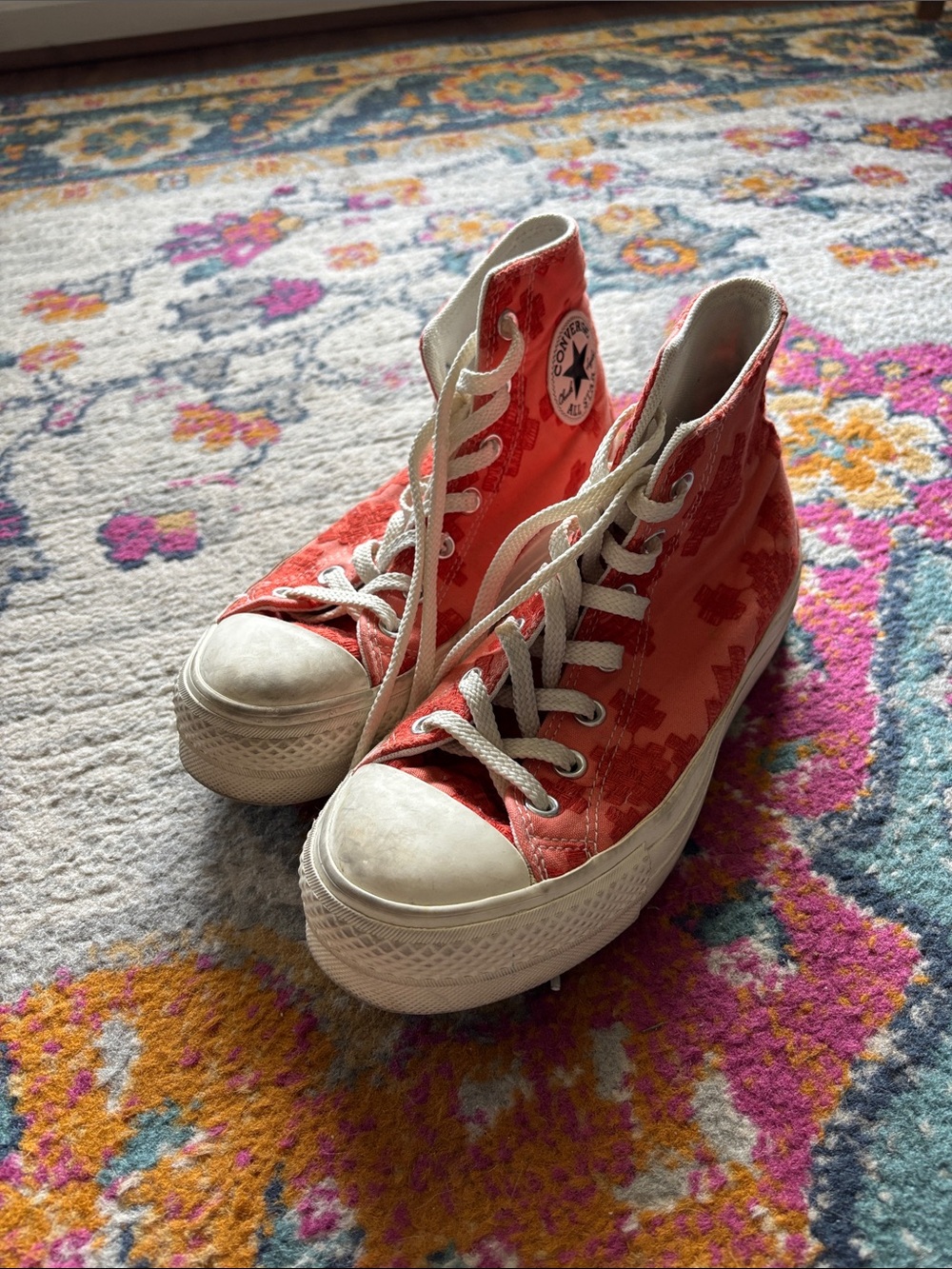 Converse Women's High Top Sneakers in Coral Pattern with White Accents